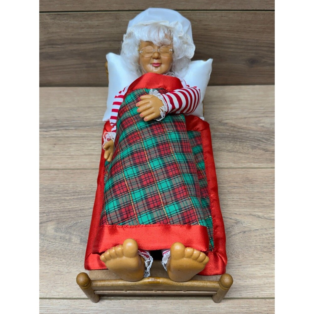 Vintage Telco Sleeping Mrs Santa Animated Snores Breathes - Tested (See Video)